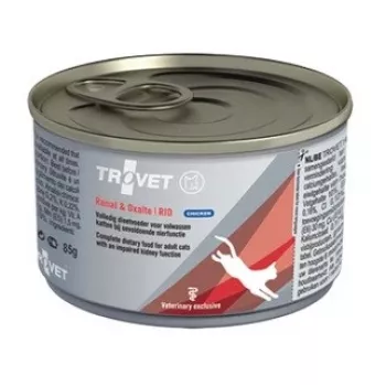 Comida húmida para gatos TROVET Renal & Oxalate RID Chicken 100 g dieta veterinária para apoio das vias urinárias