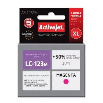 Tinta Activejet AB-123MN (substituto para Brother LC123M/121M; Supreme; 10 ml; magenta)