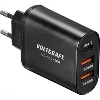 Carregador USB VOLTCRAFT UC-3ACX001 VC-12231145 adaptador de tomada corrente de saída (máx.) 3000 mA 3 x USB, conector fêmea USB-C™ (Power Delivery) (VC-12231145)