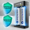 Carregador de pilhas everActive LC200 doméstico USB, 2 compartimentos, Li-Ion, compatível com A/AA/AAA/AAAA/C/D, entrada 5 V, saída 4,2 V, preto