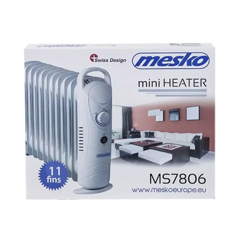 Mesko MS 7806 aquecedor elétrico ventilador Radiador a óleo, Interior, Branco, 1200 W