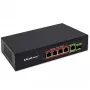 Switch Ethernet PoE QOLTEC 52296 — 4 portas RJ45 PoE, 1 uplink RJ45