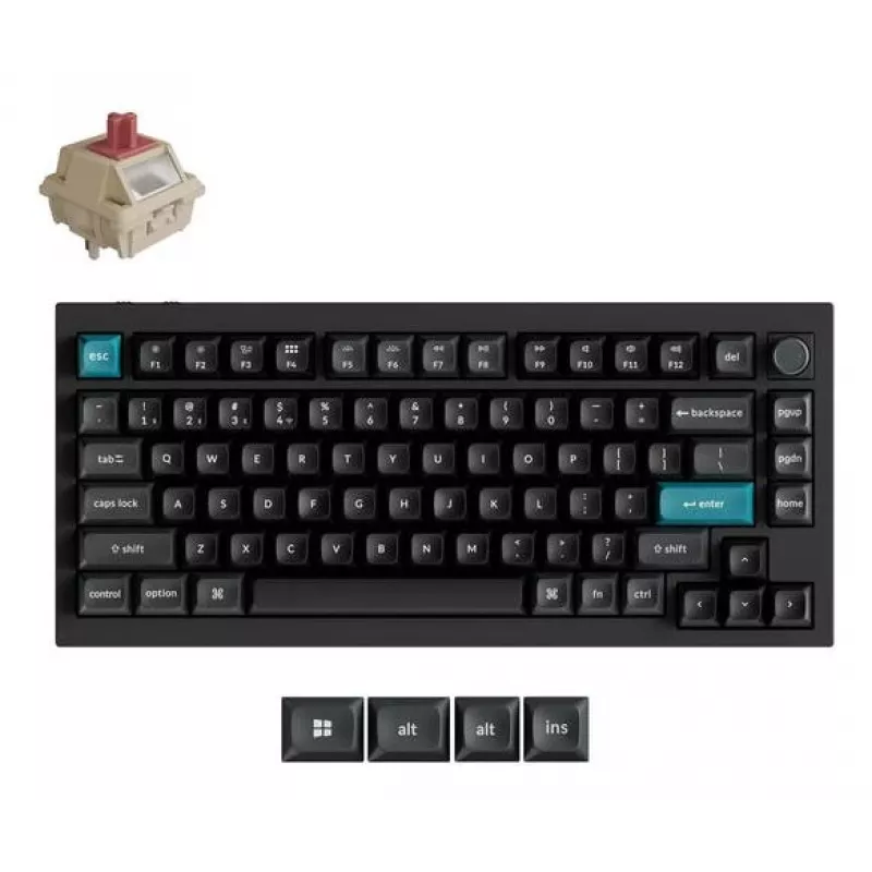 Teclado mecânico Keychron Q1 Ultra 8K — layout 75%, USB + RF sem fios + Bluetooth, RGB, preto