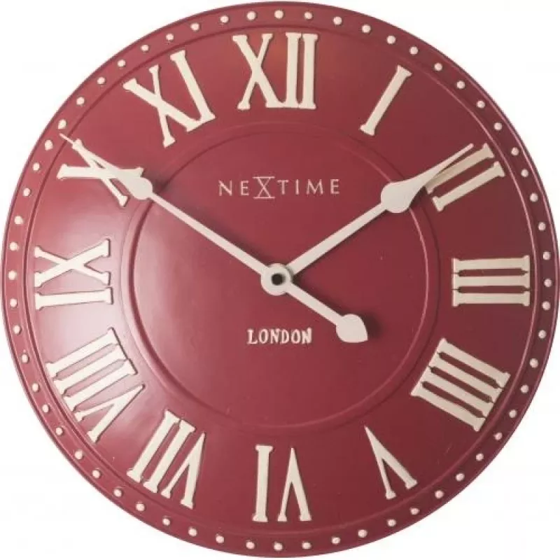 NeXtime Relógio 3083ro London Roman, Ø34.5 cm, relógio de parede, vermelho/branco