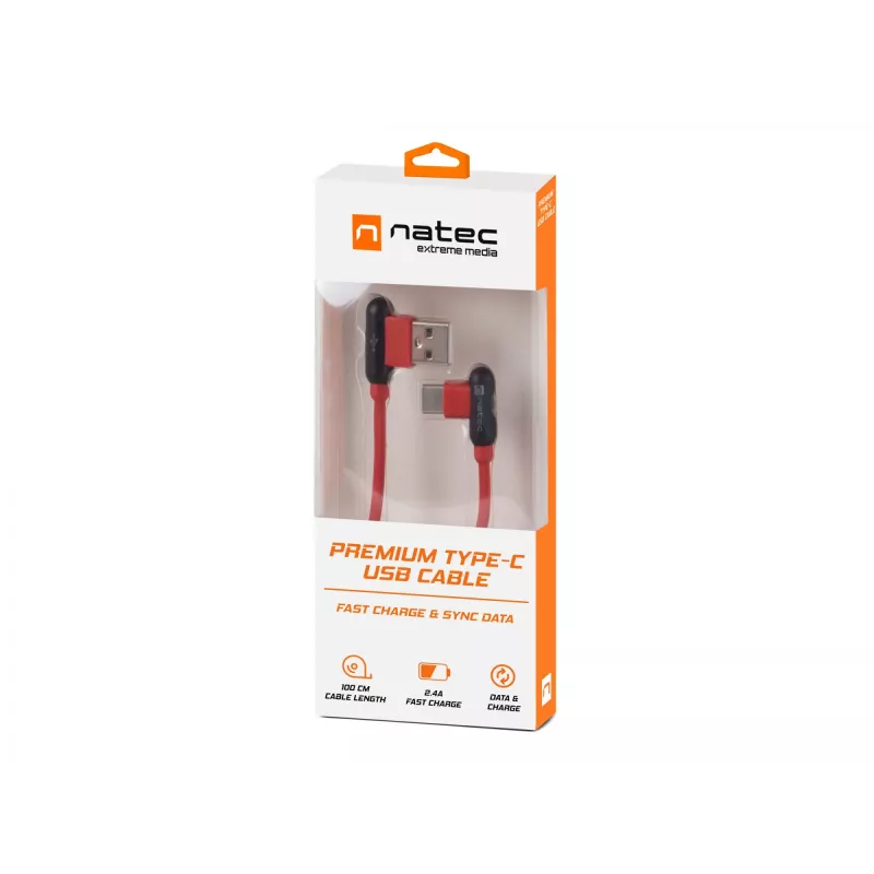 Cabo USB NATEC NKA-1201 USB 2.0 1 m USB A USB C preto vermelho