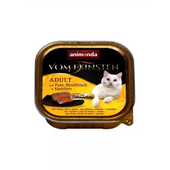ANIMONDA Vom Feinsten Adult peru, vaca e cenoura - comida húmida para gatos - 100g