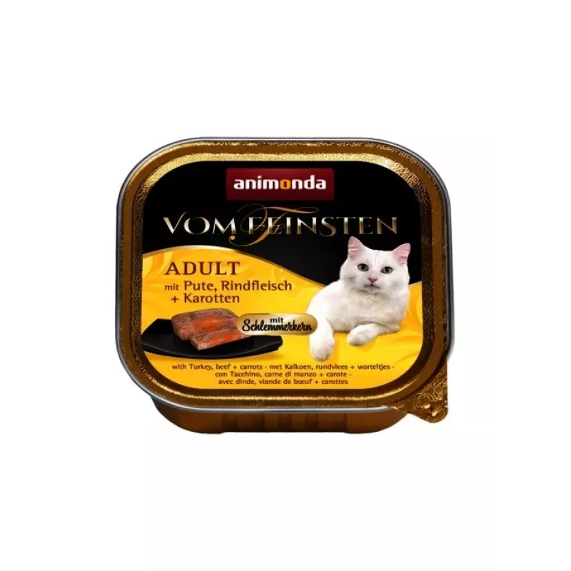 ANIMONDA Vom Feinsten Adult peru, vaca e cenoura - comida húmida para gatos - 100g