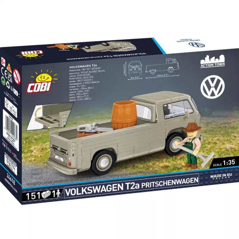 Kit de montagem Cobi Volkswagen T2a Camião de caixa aberta 1:35 cinzento