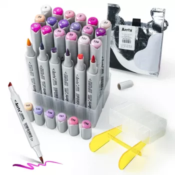 Marcadores de dupla ponta Arrtx LC302505 — 24 cores, conjunto em tons de violeta