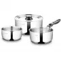 Conjunto de panelas LAMART LT1009 — 5 peças, antiaderente, aço inoxidável, fundo sandwich, resistente ao calor