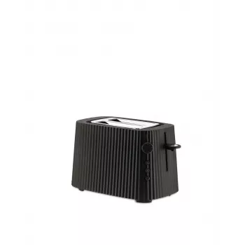 Torradeira Alessi MDL08B preta — design Plissé, 6 níveis de tostagem, bagel/descongelar/aquecer, 340×185×250 mm
