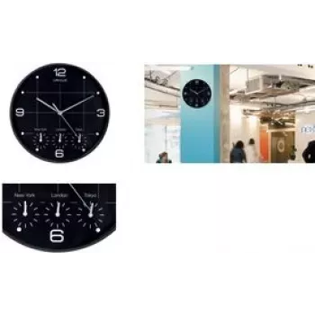 Relógio de parede unilux ON TIME, quartzo, Ø 300 mm, caixa preta, números brancos, ponteiro dos segundos, caixa de plástico