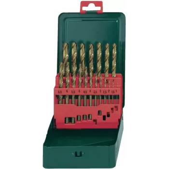 Conjunto de brocas Metabo 627156000 — HSS, revestidas a TiN, 19 peças
