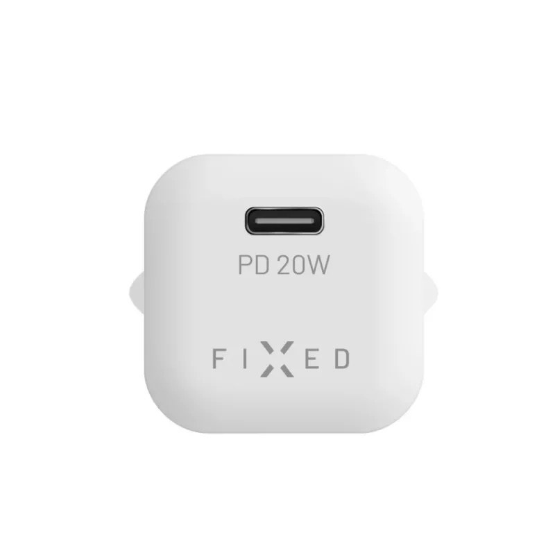 Carregador de viagem USB-C FIXED FIXC20M-CL-WH com cabo USB-C para Lightning integrado, 20W