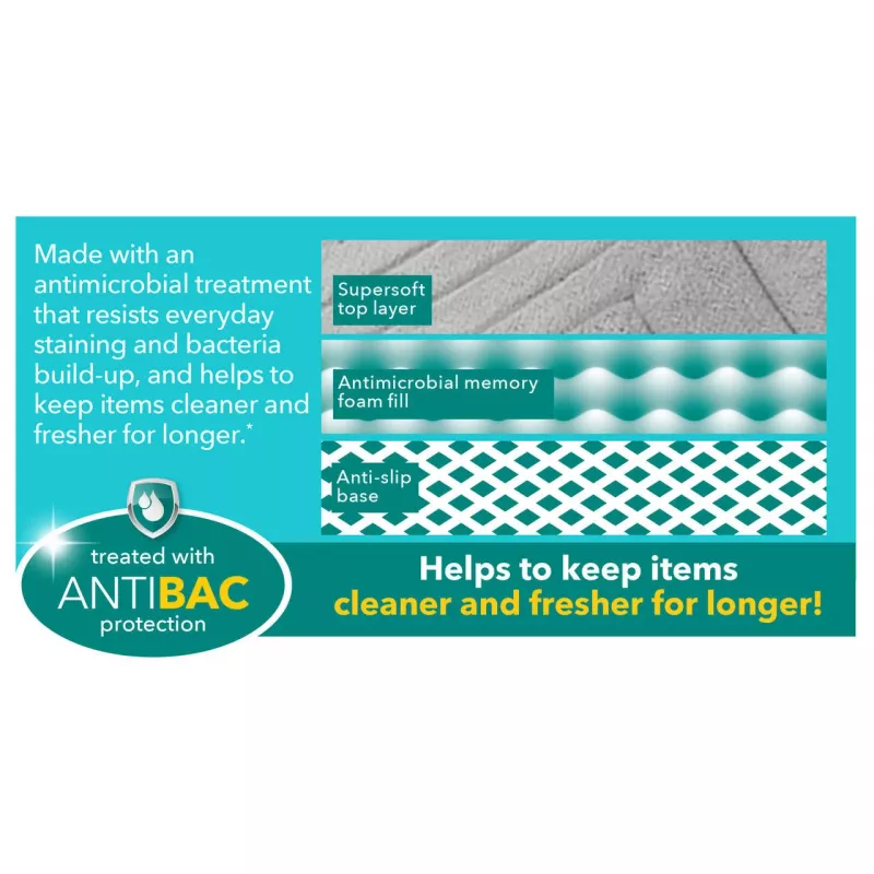 Tapete de casa de banho Beldray LA032647LGRYUFFEU7 Antibac Chevron espuma com memória, antibacteriano, cinzento