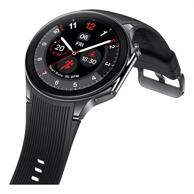 OnePlus Watch 2 - 46 mm - smartwatch com pulseira - fluoroelastómero - tamanho do pulso: 140-210 mm - ecrã 3,63 cm (1,43)