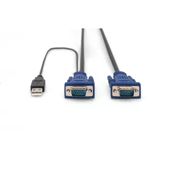 DIGITUS Octopus - Cabo de teclado/vídeo/rato (KVM) - HD-15 (M) - USB Type-A, 4 pinos, PS/2, 6 pinos (M) - 5,0 m - Preto (DS-19233)