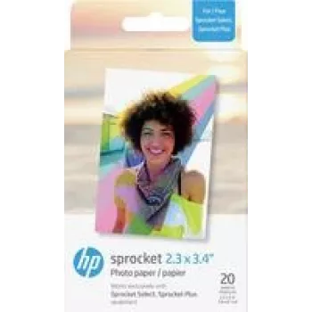 Papel fotográfico HP Sprocket Plus 5,8 x 8,6 cm (20 folhas) para impressão móvel instantânea