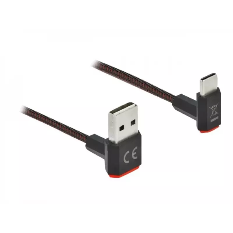 Cabo USB DeLOCK EASY-USB 2.0 ficha Type-A para ficha Type-C angular 0,2 m preto