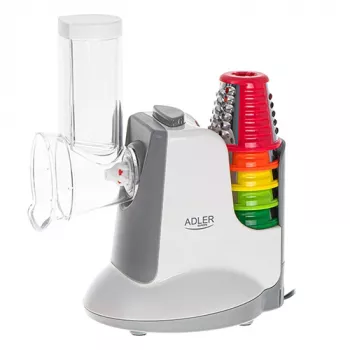 Cortador de legumes Adler AD 4815, 150 W, 5 discos, caixa em ABS, branco/cinzento