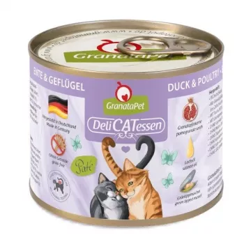 Comida húmida para gatos Fox4Pets DeliCATessen Pato e Aves 200 g, alimento completo para gatos adultos, 80% humidade