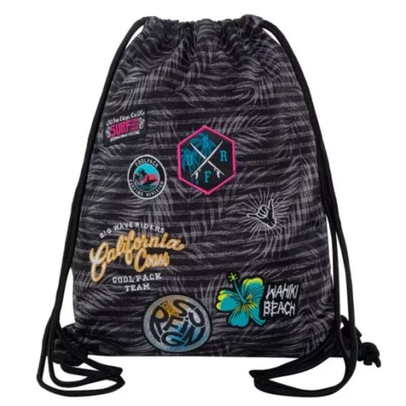 Saco de ginásio Coolpack Sprint Sprint Badges rapariga cinzento