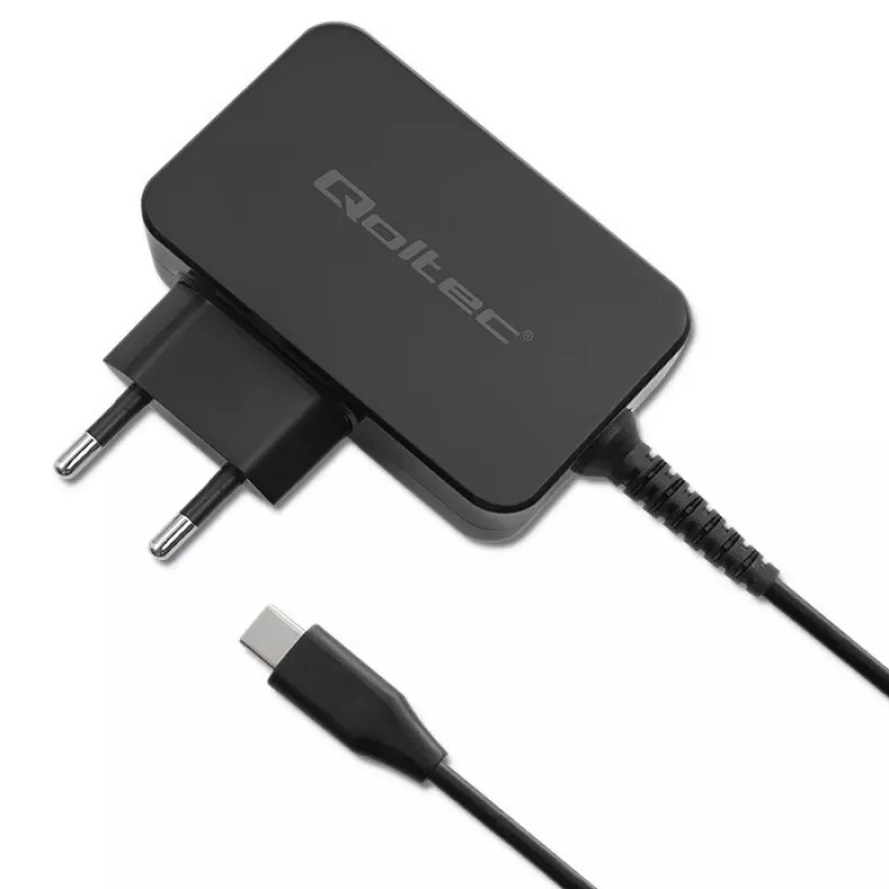 Carregador Qoltec 52386 GaN POWER PRO | 1xUSB-C | 65W | 5-20V | 3-3,25A | preto