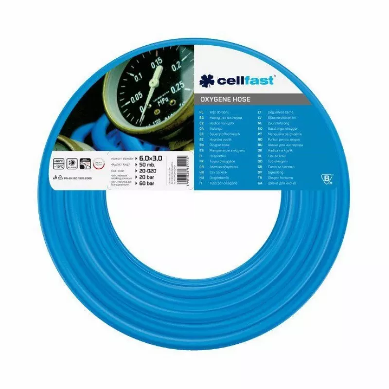 Mangueira de oxigénio para soldadura Cellfast CF20020R, 6 mm, 50 m