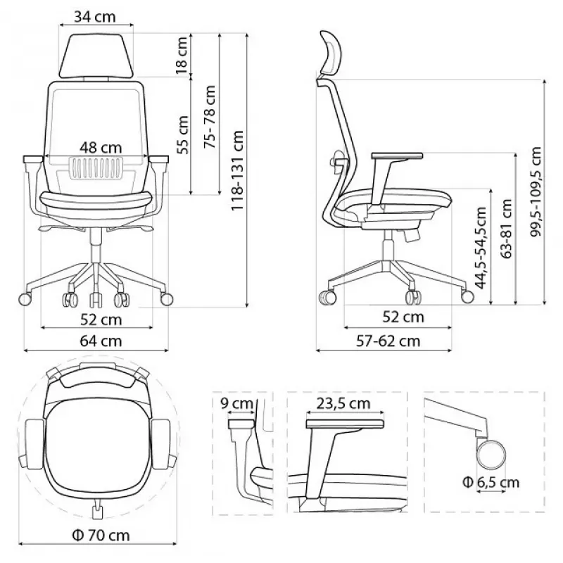 Cadeira de escritório ergonómica SPECTRUM preta