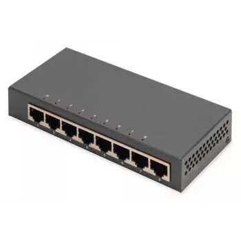 Switch não gerido Digitus 8 portas Gigabit Ethernet 10/100/1000 Caixa metálica