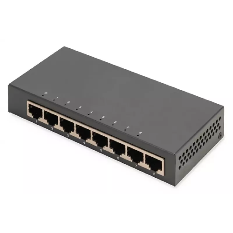 Switch não gerido Digitus 8 portas Gigabit Ethernet 10/100/1000 Caixa metálica