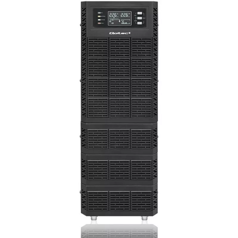 Qoltec 52284 UPS fonte de alimentação ininterrupta | 10kVA | 10000W | fator de potência 1,0 | LCD | EPO | USB | online