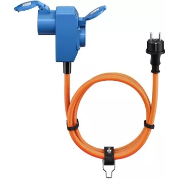 Cabo adaptador de campismo Goobay 1,5 m laranja ficha CEE para conector fêmea Schuko IP44