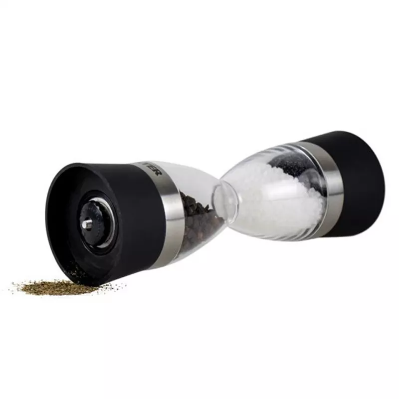 Moinho de sal e pimenta mecânico Salter 7611 BKXRUP1 2-em-1 moagens ajustáveis aço inoxidável