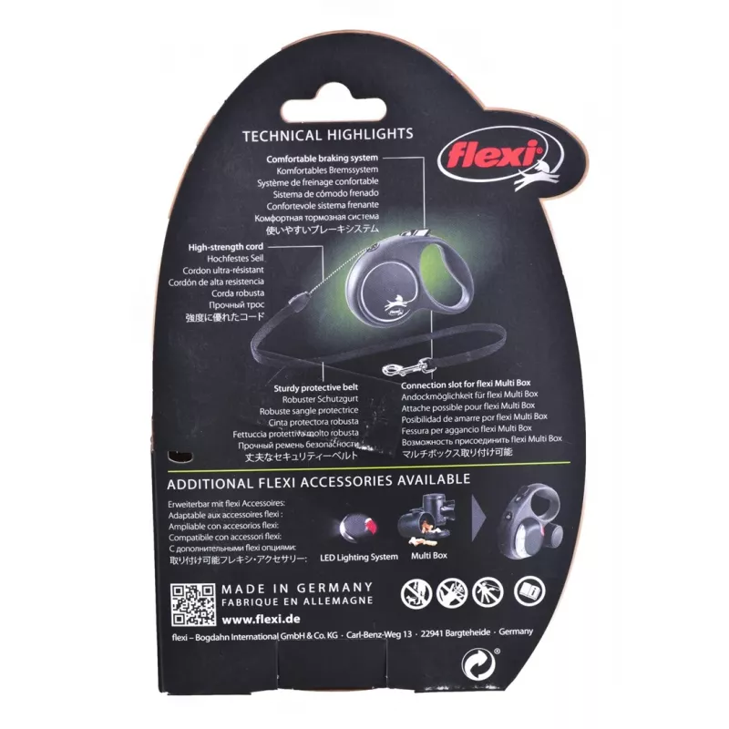 Treia Flexi Black Design S 5 m com mecanismo retrátil para cão
