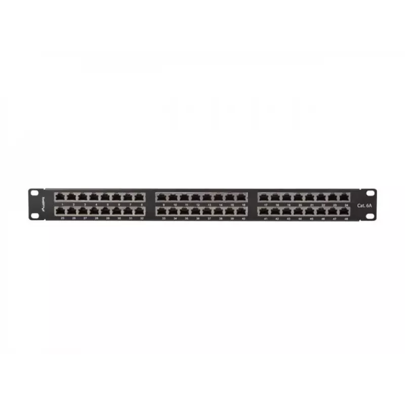 PATCH PANEL 48 PORTAS 1U 19 CAT6A FTP BLINDADO PRETO LANBERG