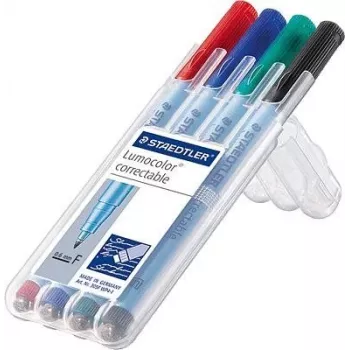 Marcador Staedtler Lumocolor correctable 305 4 unid. verde preto azul vermelho