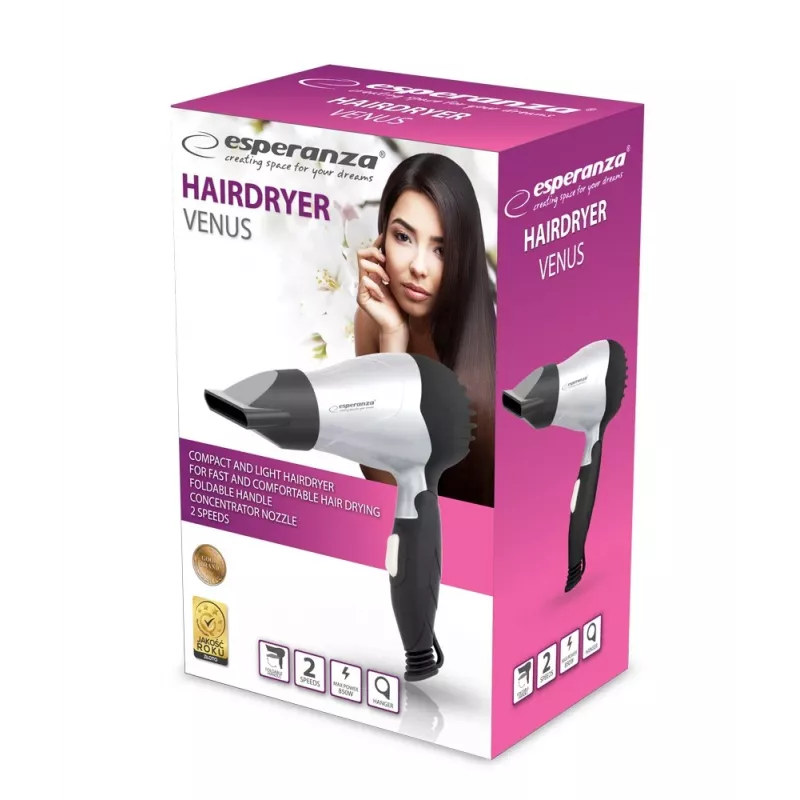 Esperanza EBH002S Secador de cabelo prateado / preto 850 W