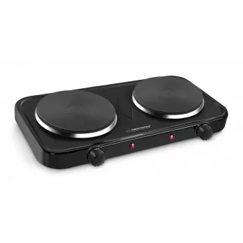Placa de cozinha elétrica ESPERANZA EKH010K — 2 zonas preta, 155 mm, 2000 W, controlo rotativo