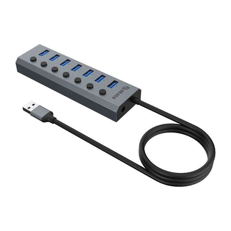 Hub USB Akasa AK-HB-21BKCM alumínio USB 3.2 Gen 1 5000 Mbit/s