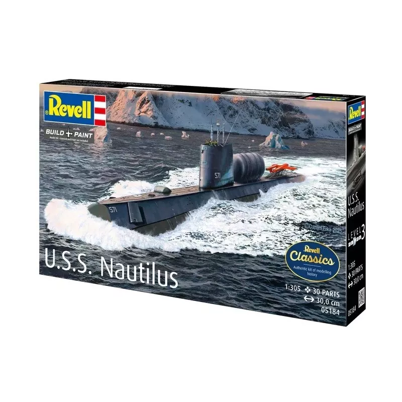Maquete de navio em plástico REVELL U.S.S. Nautilus escala 1:305, kit 05184