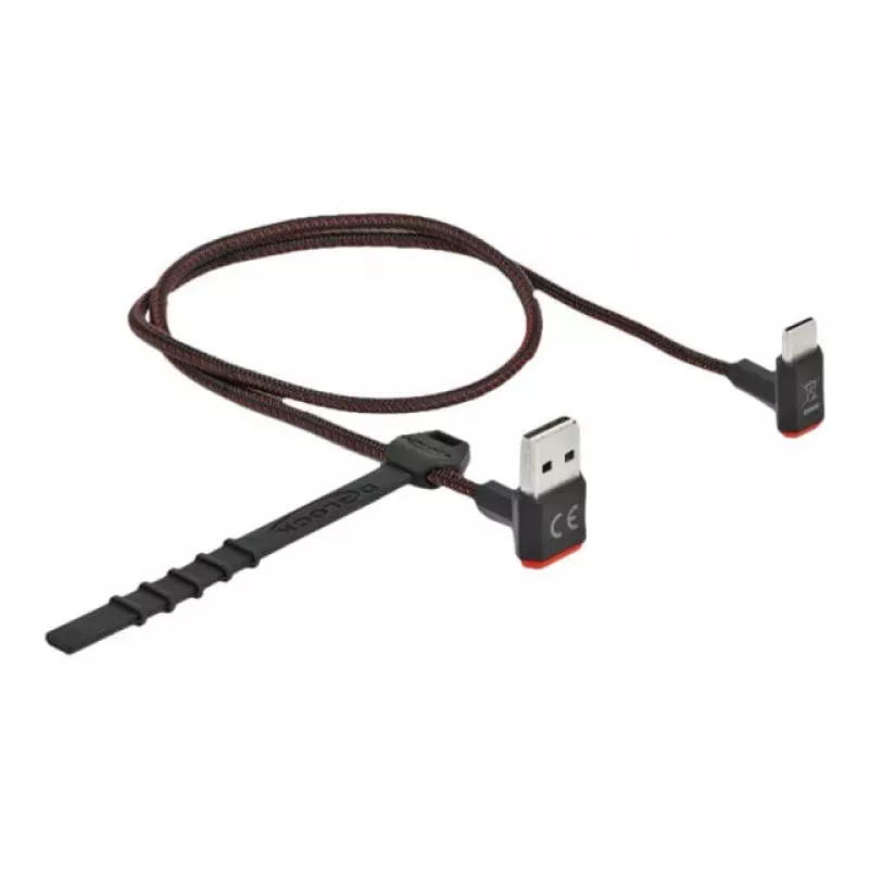 Cabo USB DeLOCK EASY-USB 2.0 Type-A macho para Type-C macho angular 0,5m preto