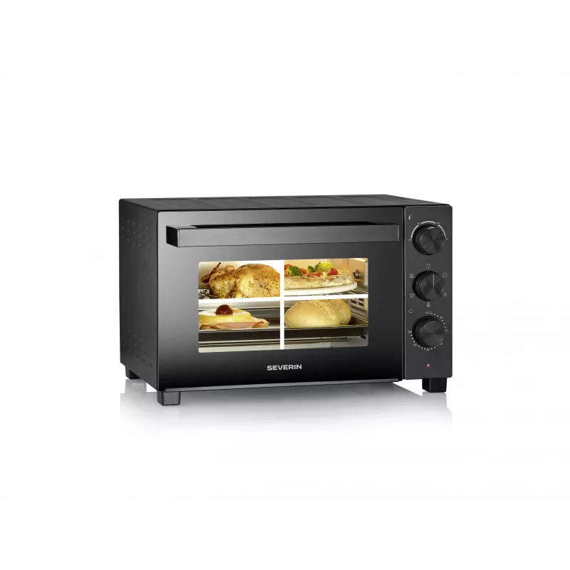 Mini-forno SEVERIN TO 2075 — capacidade de 30 l, 1600 W, independente, preto, função de grelhar