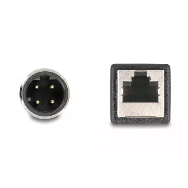 Cabo adaptador DeLOCK M12 codificação D de 4 pinos conector macho para conector fêmea RJ45 50 cm