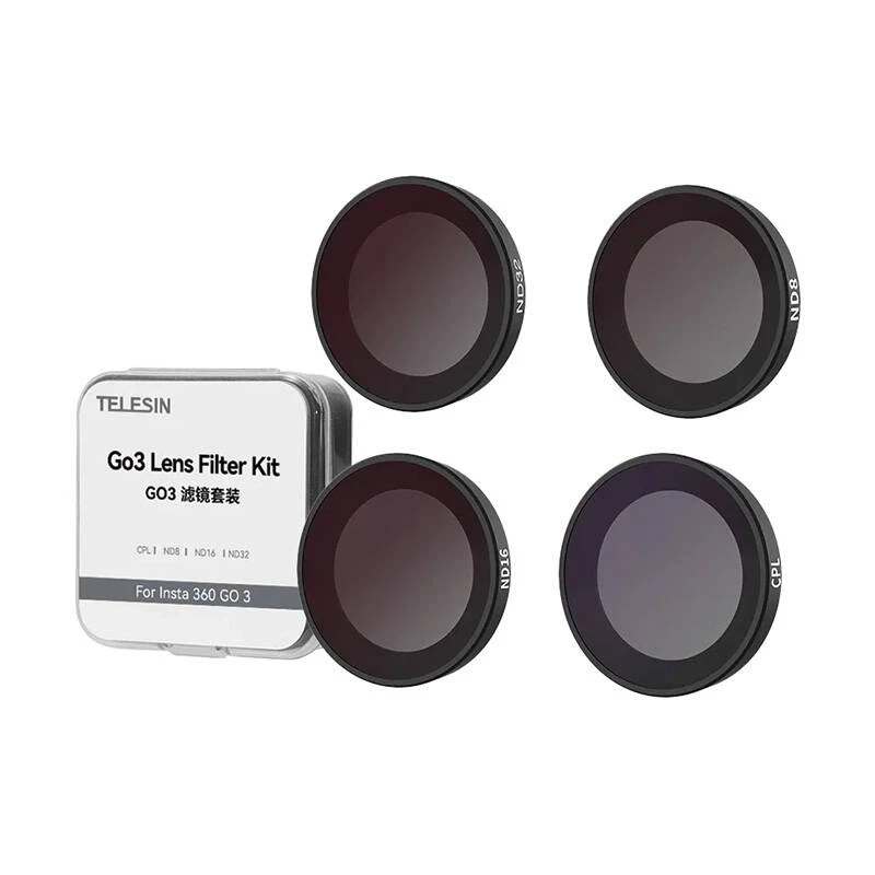 Conjunto de 4 filtros Telesin (CPL/ND8/ND16/ND32) para câmara Insta360 GO 2/3