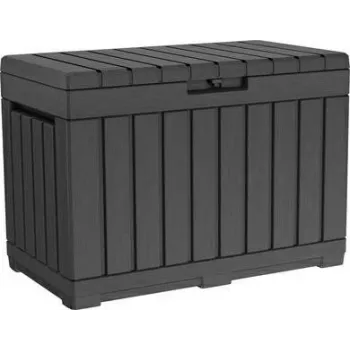 Caixa de arrumação para exterior Keter Kentwood 190L — 190 litros, grafite, porta rebatível, 823×457×577 mm