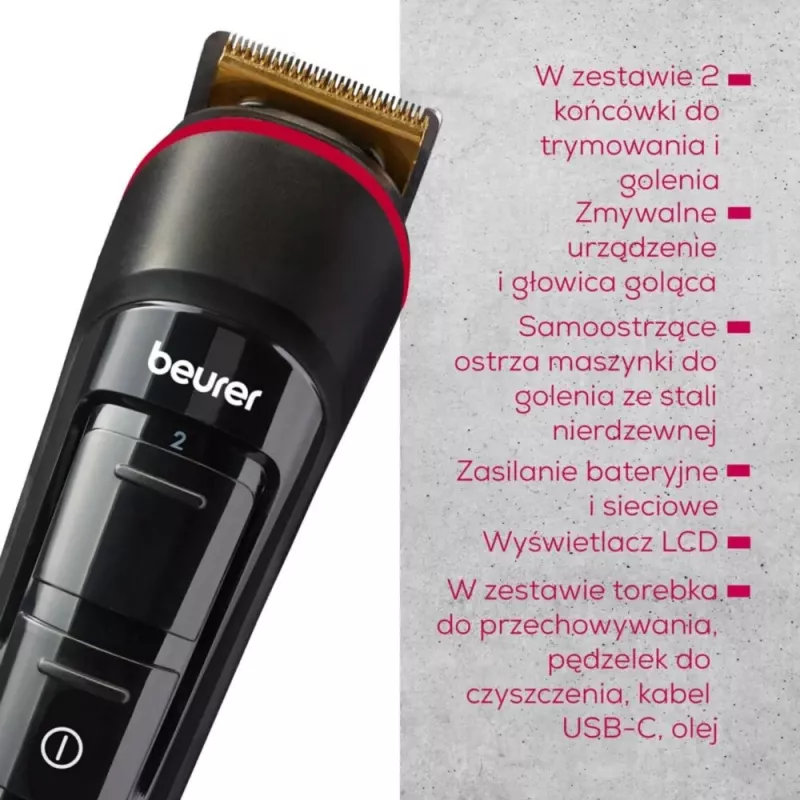 Aparador de barba e barba de três dias Beurer MN4 recarregável corte de precisão