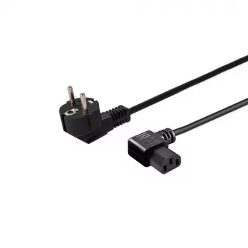 Cabo de alimentação SAVIO CL-116 — 1,8 m, preto, ficha de alimentação angular Type C para IEC C13 angular, 3 condutores 0,5 mm²