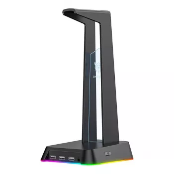 Suporte para auscultadores Onikuma ST-2 — altura ajustável, design robusto preto