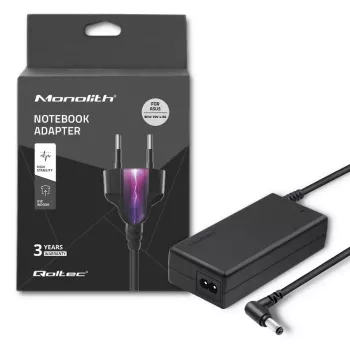 Fonte de alimentação Qoltec 50075.90W para ASUS | 90W | 19V | 4,9A | 5,5*2,5 | +cabo de alimentação